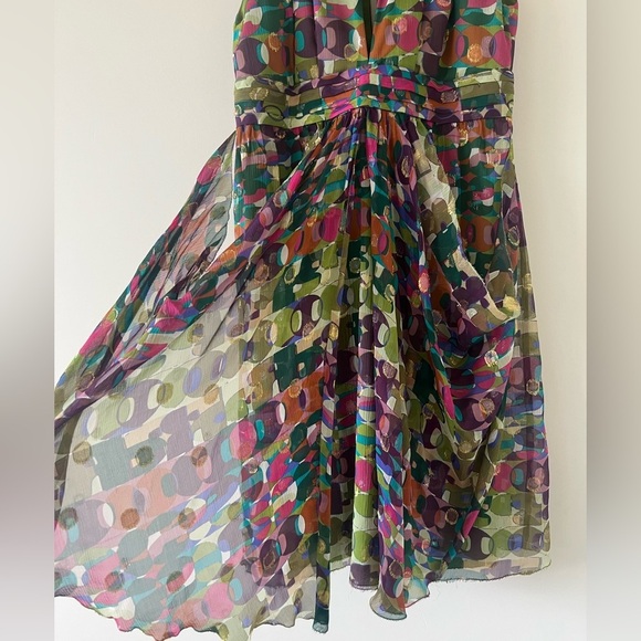 Nicole Miller Collection Multicolor Silk Blend Dress Halter Neck In Size 8 - Picture 6 of 13